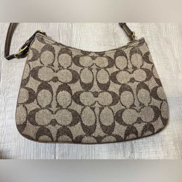 Coach Wool Jacquard Hobo Shoulder Bag Brown Wool Logo - Picture 4 of 7